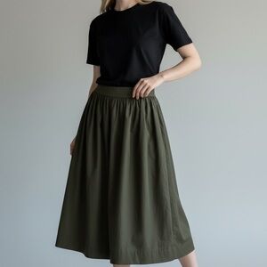 Zara Dark Green A-Line Midi Skirt